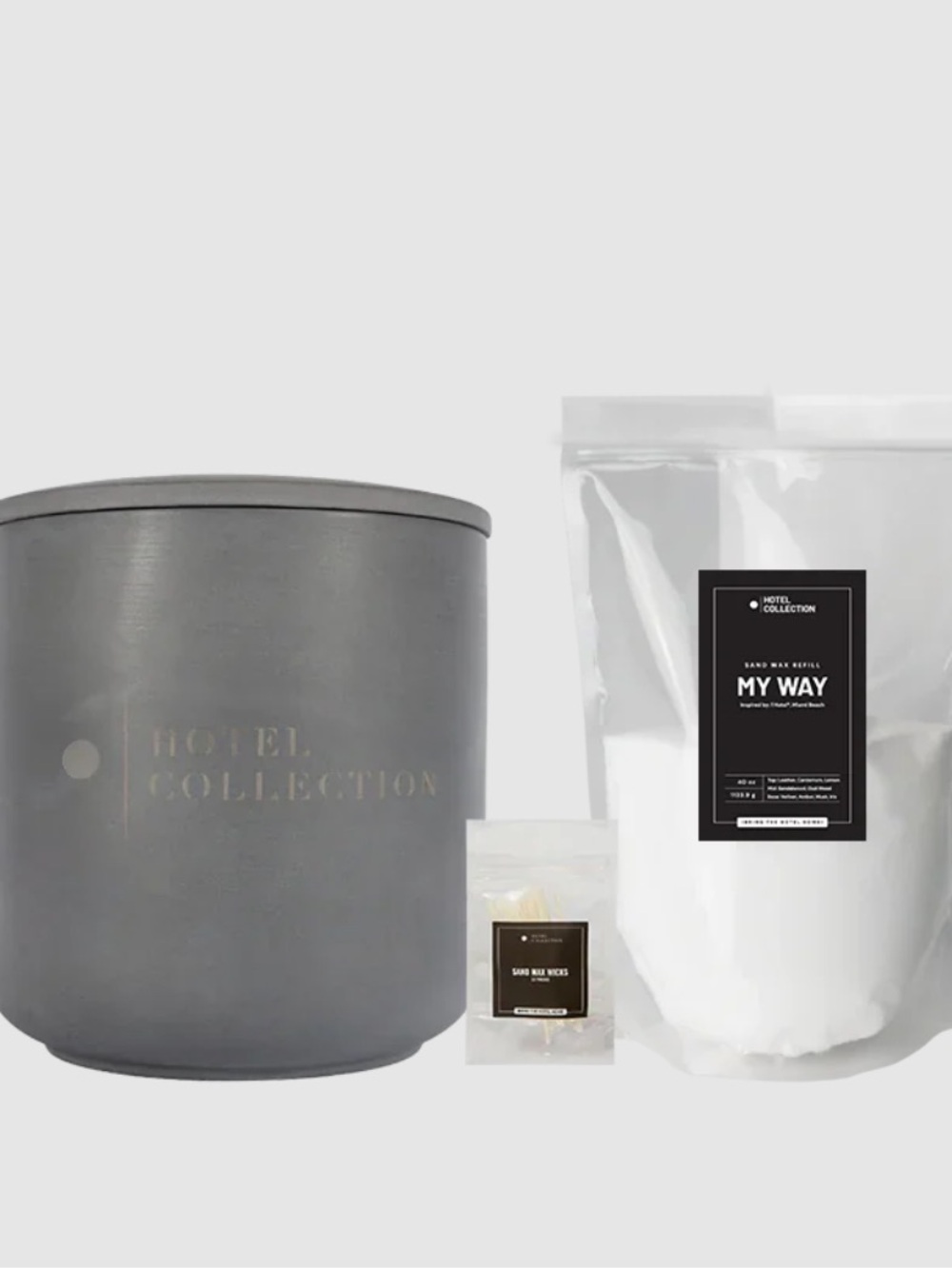 Hotel Collection Sand Ceramic Candle Vessel with White Wax Refill large vase